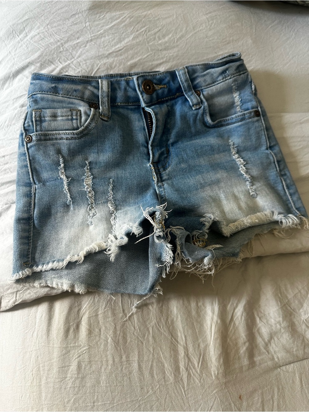 Contraband Distressed Light Blue Denim Shorts - girls (size 10)